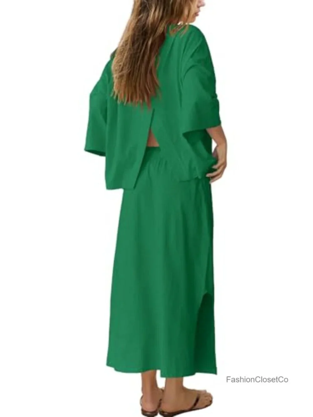 2 Piece Lounge Set with Oversized T-Shirt and Maxi Skirt